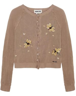 ShuShu/Tong Floral-Embellishment Cardigan - Brown