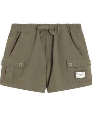 Dolce & Gabbana Buttoned-Pocket Bow-Detail Shorts - Green