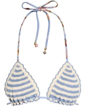 Zimmermann Crochet Cotton Bikini Top - Blue