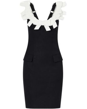 ShuShu/Tong Bow-Detailed Grain De Poudre Mini Dress - Black