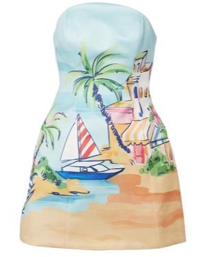 Leo Printed Bustier Dress - Blue