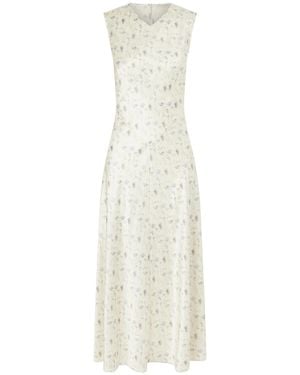 Doen Floral-Print Silk-Satin Midi Dress - White