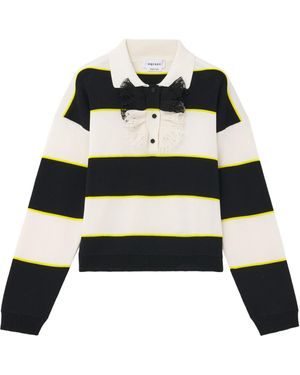 McQueen Lace-Trim Stripe Rugby Shirt - Black