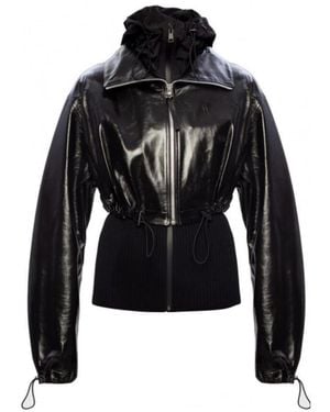 Bottega Veneta Knit-Detailed Cropped Leather Jacket - Black