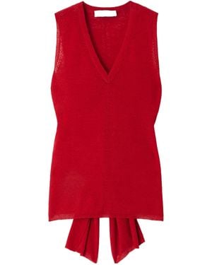 Proenza Schouler Trimmed Linen-Blend Tank - Red