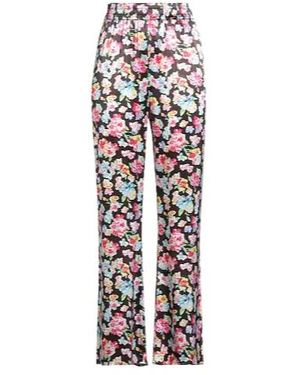 Ganni Flowered Satin Trousers - White