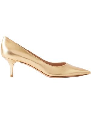 Gianvito Rossi Metallic Leather Court Shoes - Natural