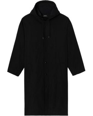 A.P.C. Hooded Long Coat - Black