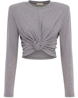 Magda Butrym Draped Top W/Rose Detail - Grey