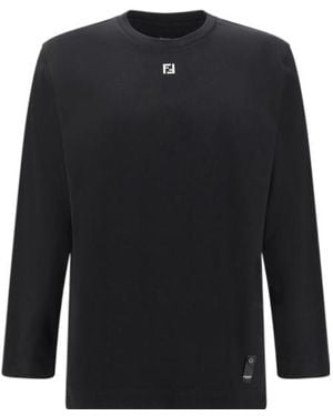 Fendi Ff Plaque Long Sleeved T-Shirt - Black