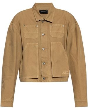 DSquared² Button-Up Straight Hem Jacket - Natural