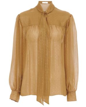 Chloé Chloé Tie-Neck Striped Blouse - Natural