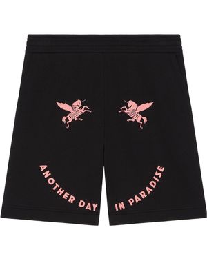 Givenchy Unicorn Embroidered Fleece Bermuda Shorts - Black