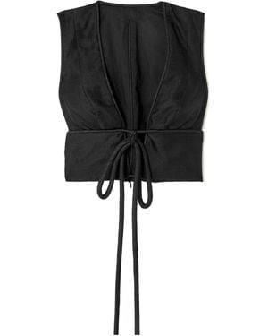 Zimmermann Matchmaker Cropped Tie-Front Top - Black