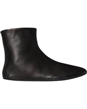 The Row Stella Leather Ankle Boots - Black