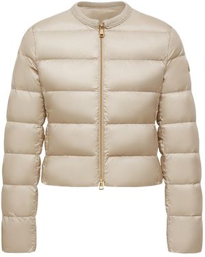 Moncler Logo Patch Zip-Up Jacket - Natural