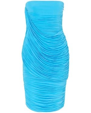 Alex Perry Strapless Ruched Draped Stretch-Jersey Midi Dress - Blue