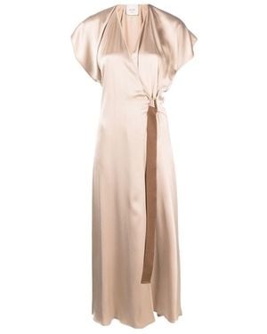 Alysi Asymmetric Satin-Finish Dress - Natural