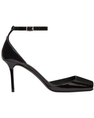 Courreges Ankle-Strap Peep-Toe Court Shoes - Black
