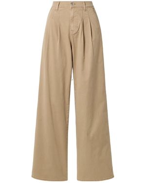 Veronica Beard Pleated Twill Wide-Leg Jeans - Natural
