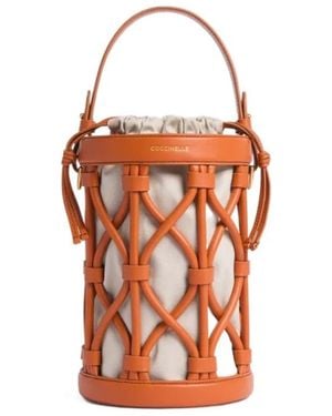 Coccinelle Woven Bucket Bag - Orange