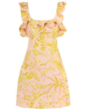 Zimmermann Golden Ruffle Mini Dress - Yellow