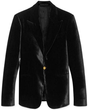 Versace Single-Buttoned Velvet Blazer - Black