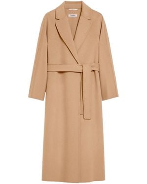 Max Mara Wool Broadcloth Midi Coat - Natural