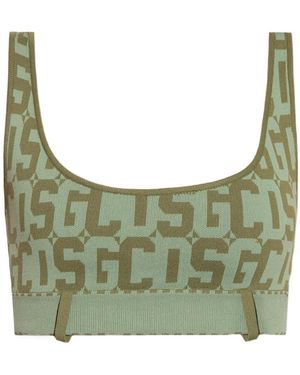Gcds Monogram Print Sports Bra - Green