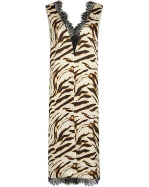 Ganni Printed Satin Skirt - Metallic