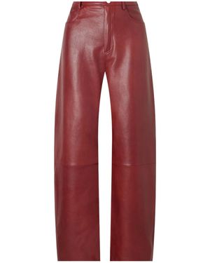 Arma Leather Wide-Leg Pants - Red