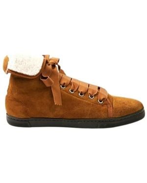 Lanvin Wool High-Top Trainers - Brown
