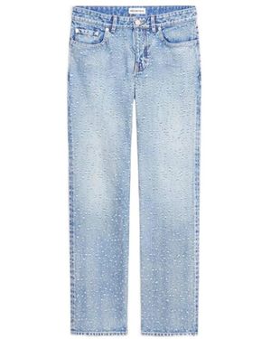 Balenciaga All-Over Hole Detailed Low Waist Jeans - Blue