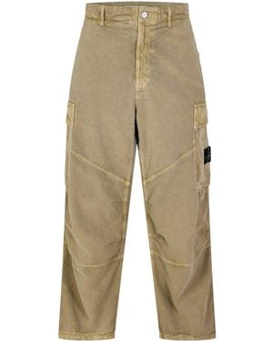 Stone Island Loose High-Waisted Cargo Pants - Natural
