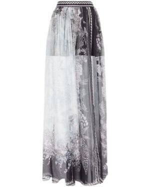 Elie Saab Printed Silk Chiffon Maxi Skirt - Gray