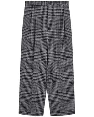Emporio Armani High-Waisted Pleated Trousers With A Houndstooth Pattern - Grey