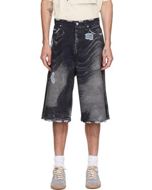 CAMPERLAB Distorted Print Distorted Denim Shorts - Gray