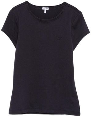 Loewe Anagram-Embroidered Bow-Detail T-Shirt - Black