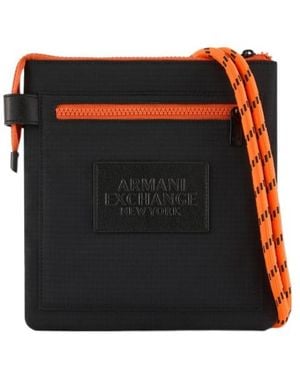 ARMANI EXCHANGE Ripstop Logo-Patch Shoulder Bag - Black