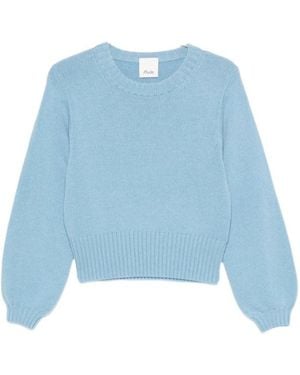 Allude Ribbed-Knit Crew Neck Sweater - Blue