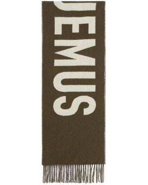 Jacquemus Logo Detailed Fringed Edge Scarf - Green