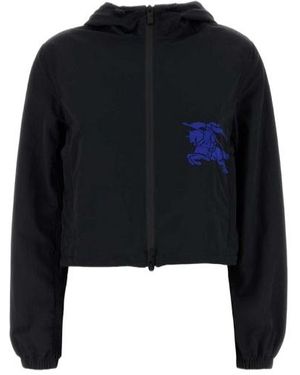 Burberry Ekd Motif Zipped Hooded Jacket - Black