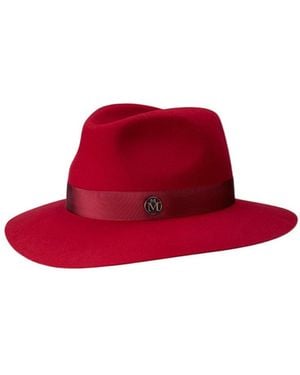 Maison Michel Henrietta Logo-Detail Fedora Hat - Red