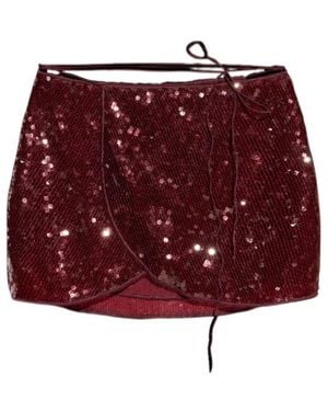 Oséree Sequinned Wrap Skirt - Red