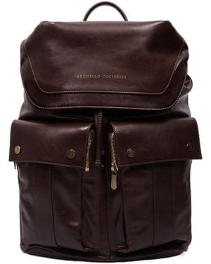 Brunello Cucinelli Logo Embossed Backpack - Multicolour