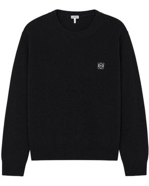 Loewe Anagram-Embroidered Wool Jumper - Black