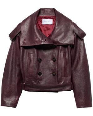 7 For All Mankind Double Breasted High Neck Short Coat - Purple