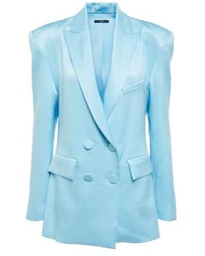 Alex Perry Wells Crepe Satin Blazer - Blue