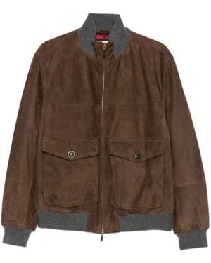 Brunello Cucinelli Long-Sleeve Leather Jacket - Multicolor
