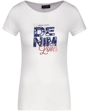 Armani Jeans Logo Letter Printed Short-Sleeved T-Shirt - White